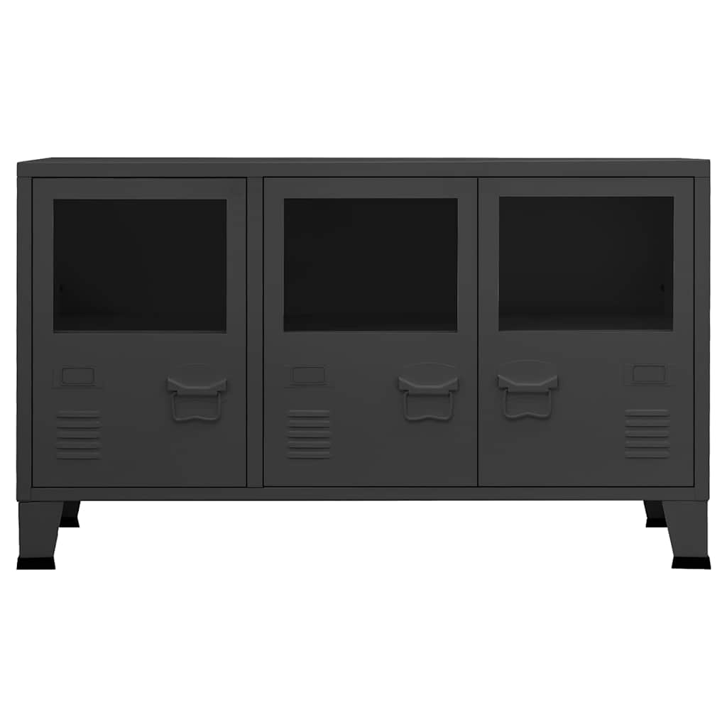 Industrial Sideboard Anthracite 105x35x62 cm Metal and Glass