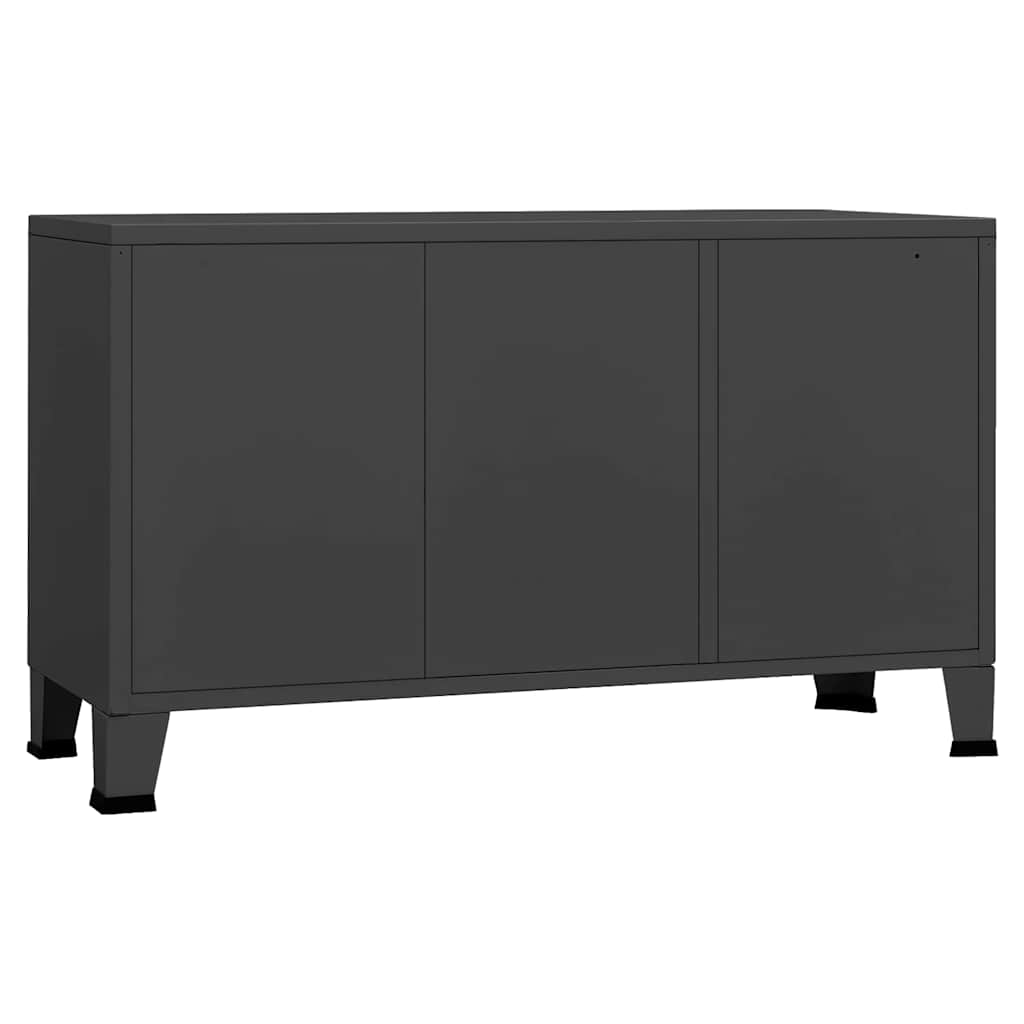 Industrial Sideboard Anthracite 105x35x62 cm Metal and Glass