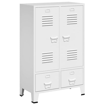 339611 vidaXL Industrial Wardrobe White 67x35x107 cm Steel