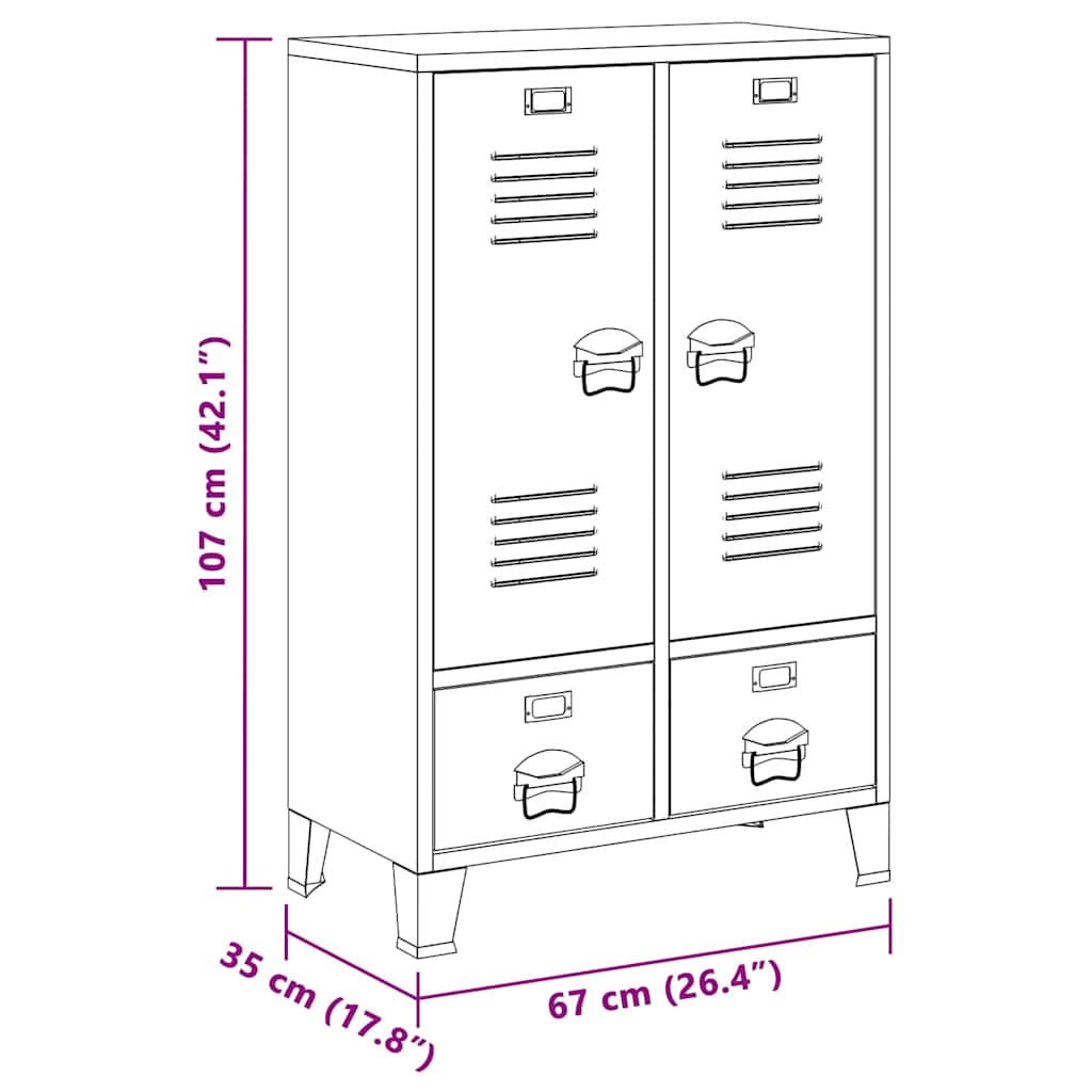 339611 vidaXL Industrial Wardrobe White 67x35x107 cm Steel