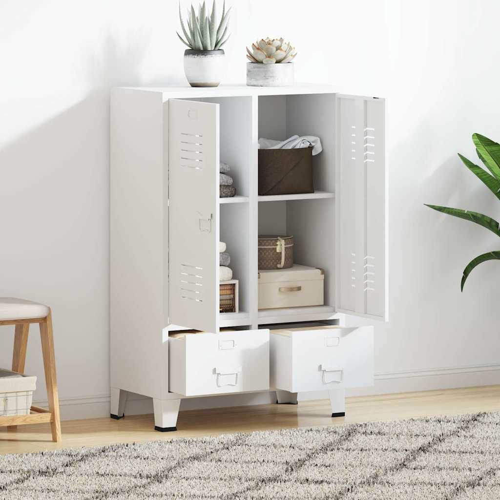 339611 vidaXL Industrial Wardrobe White 67x35x107 cm Steel