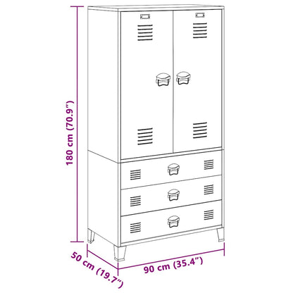 339613 vidaXL Industrial Wardrobe Black 90x50x180 cm Metal