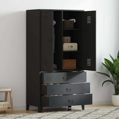 339613 vidaXL Industrial Wardrobe Black 90x50x180 cm Metal