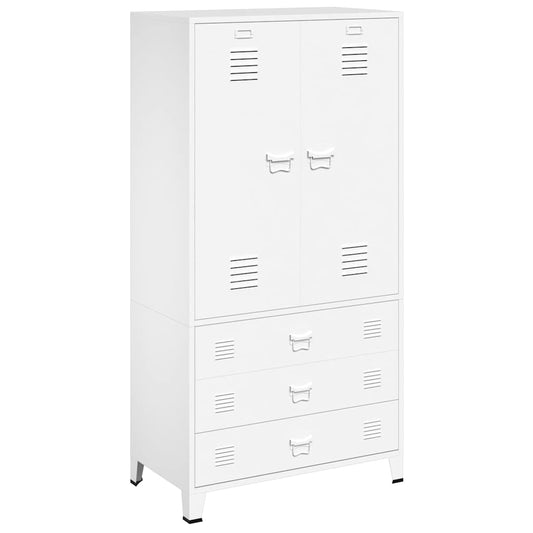 339614 vidaXL Industrial Wardrobe White 90x50x180 cm Metal