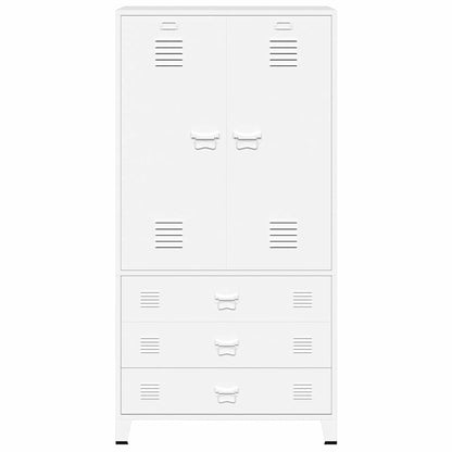 339614 vidaXL Industrial Wardrobe White 90x50x180 cm Metal