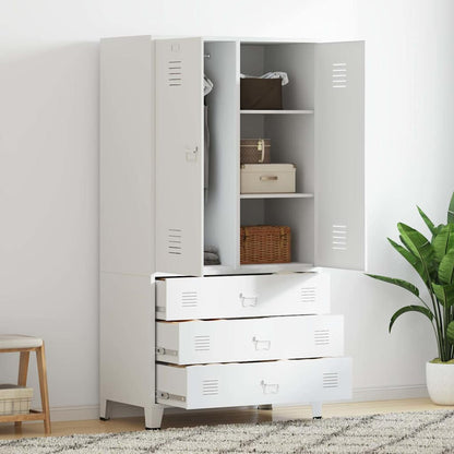 339614 vidaXL Industrial Wardrobe White 90x50x180 cm Metal