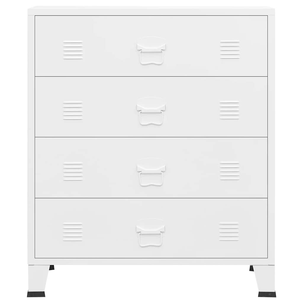 Industrial Drawer Cabinet White 78x40x93 cm Metal