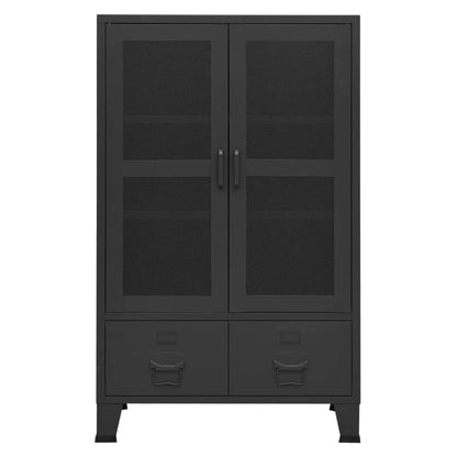 Storage Chest | Black | Metal | 70 x 40 x 115 cm | Industrial