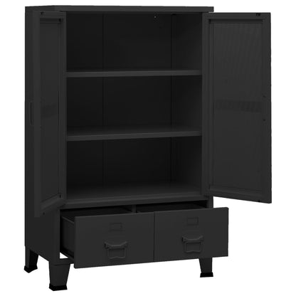 Storage Chest | Black | Metal | 70 x 40 x 115 cm | Industrial