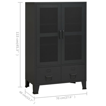 Storage Chest | Black | Metal | 70 x 40 x 115 cm | Industrial