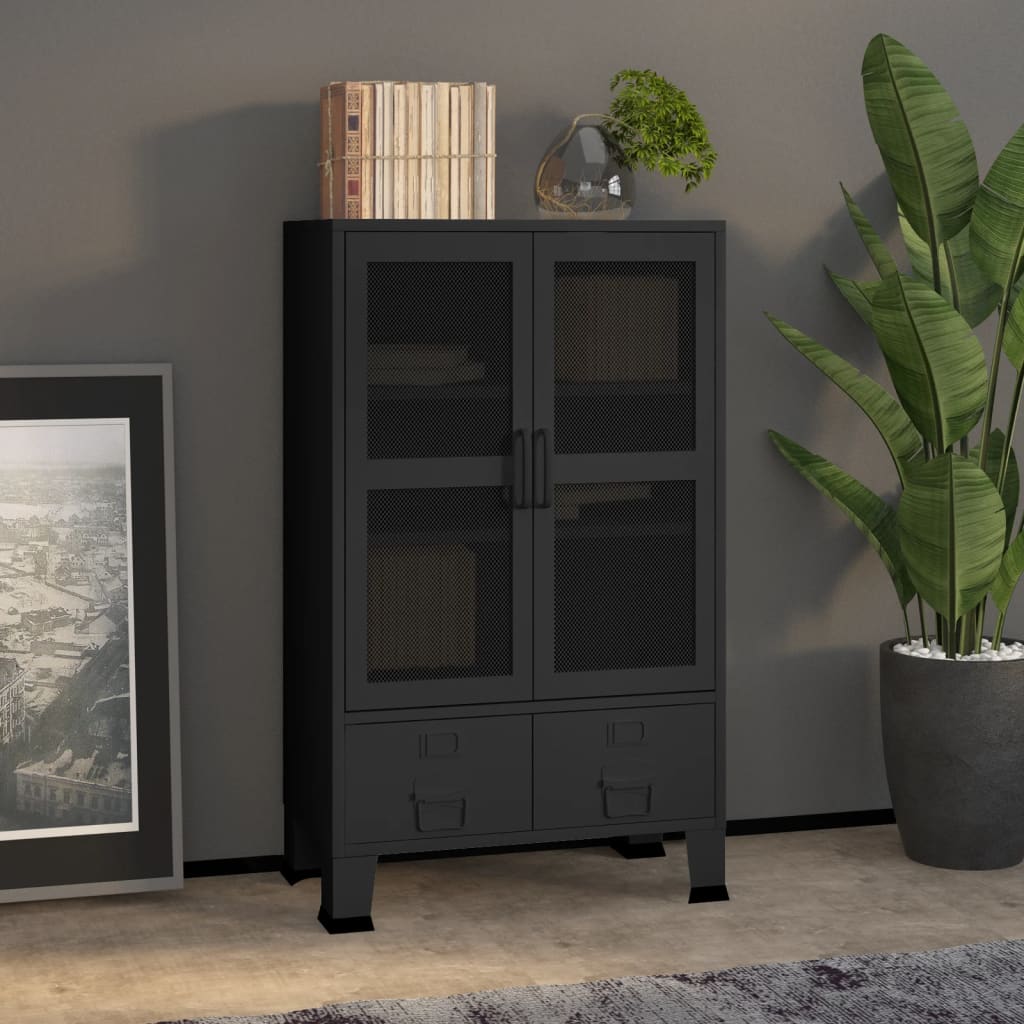 Storage Chest | Black | Metal | 70 x 40 x 115 cm | Industrial