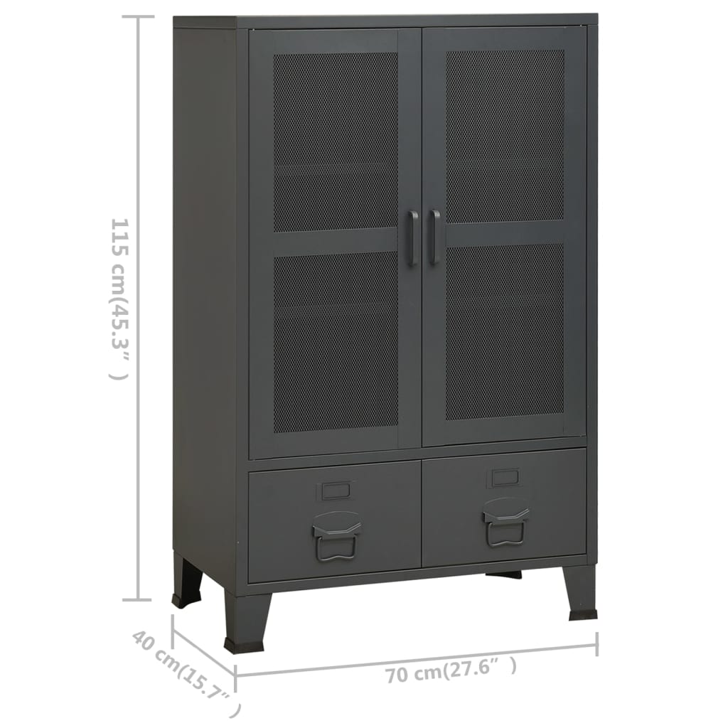 Storage Chest | Anthracite | Metal | 70 x 40 x 115 cm | Doors