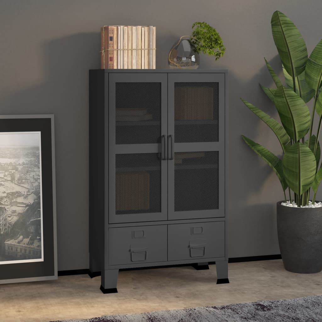 Storage Chest | Anthracite | Metal | 70 x 40 x 115 cm | Doors