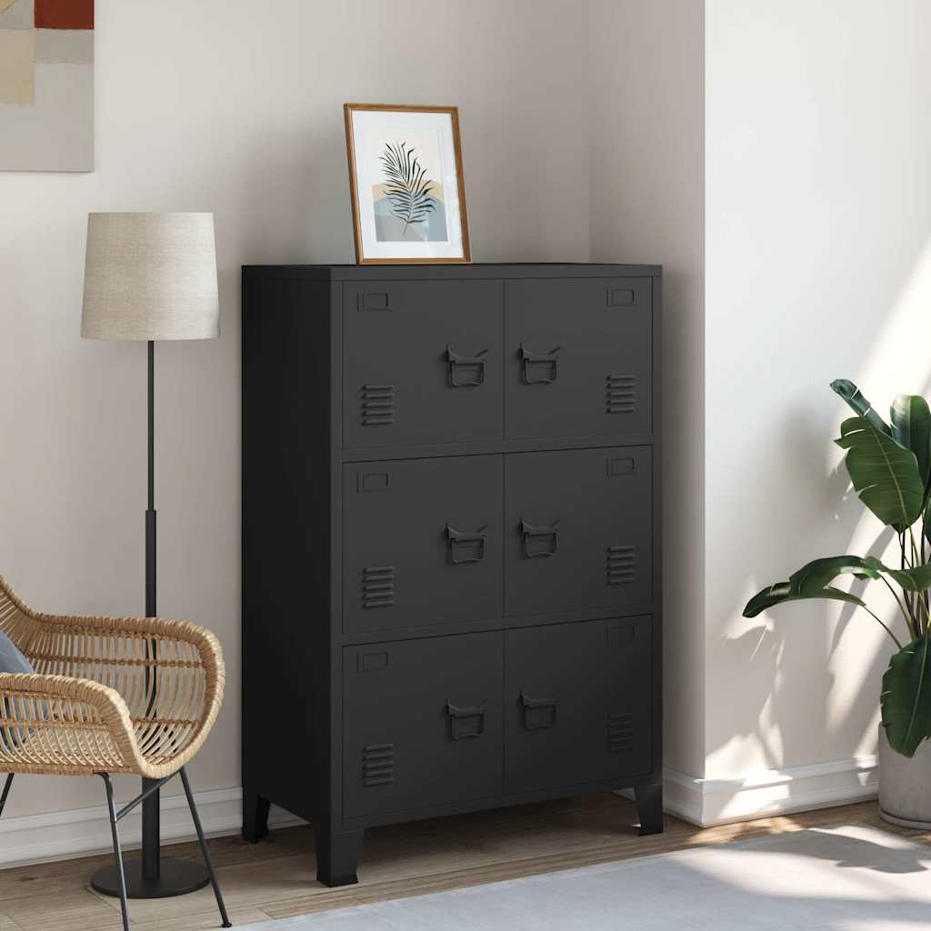 Industrial Storage Chest Black 75x40x115 cm Metal