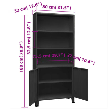 Industrial Bookshelf Anthracite 80x32x180 cm Steel