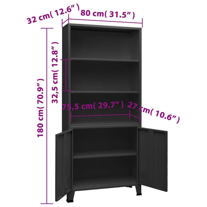 Industrial Bookshelf Anthracite 80x32x180 cm Steel