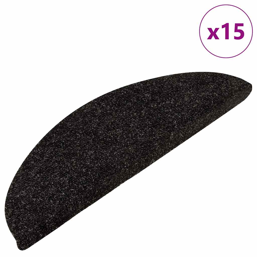 Stair Mats Self-adhesive 15 pcs 56x17x3 cm Anthracite