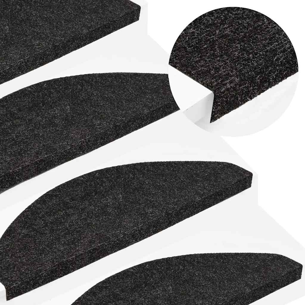 Stair Mats Self-adhesive 15 pcs 56x17x3 cm Black