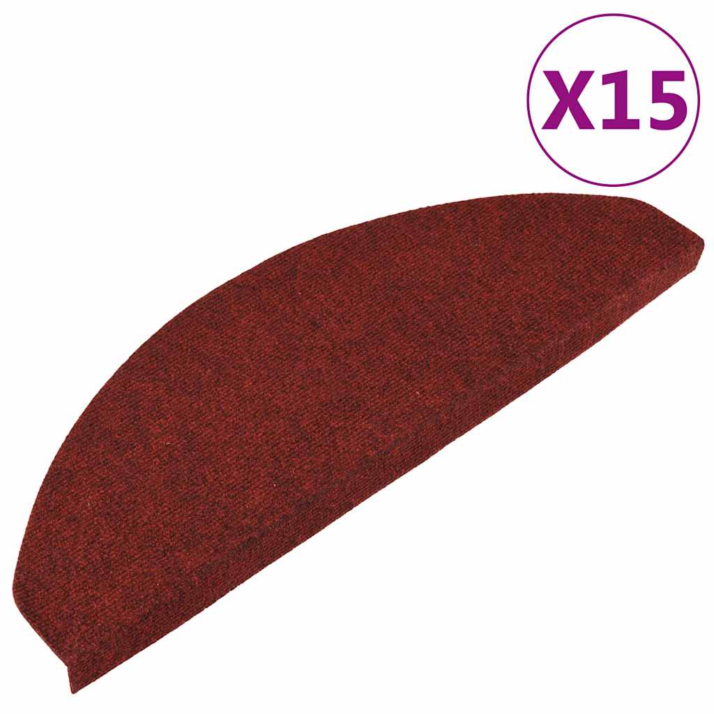 Stair Mats Self-adhesive 15 pcs 65x22.5x3.5 cm Red