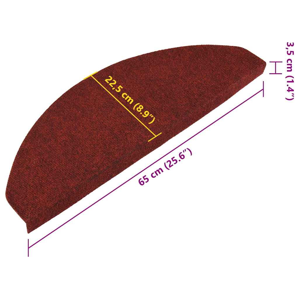 Stair Mats Self-adhesive 15 pcs 65x22.5x3.5 cm Red