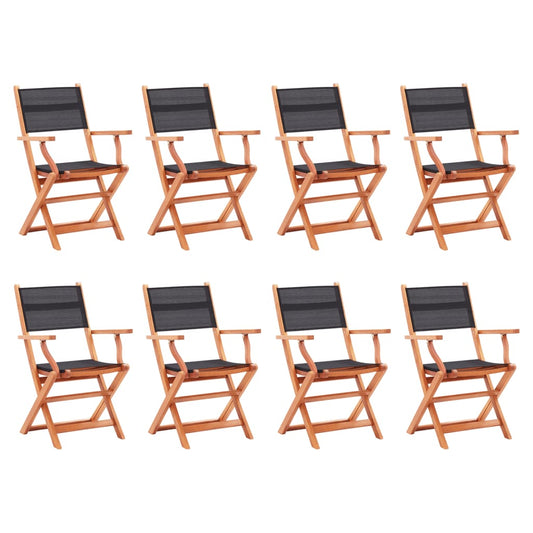 Garden Chair | Set of 8 | Black and Natural