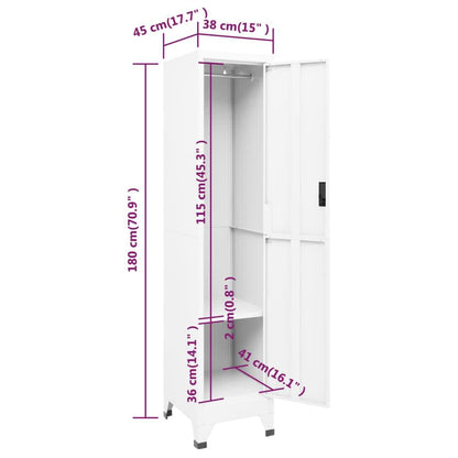 Locker Cabinet White 38x45x180 cm Steel