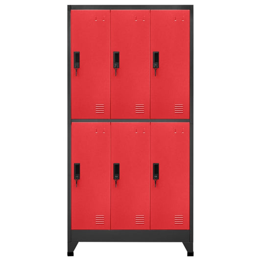 Locker Cabinet Anthracite and Red 90x45x180 cm Steel