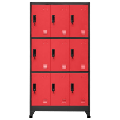 Locker Cabinet Anthracite and Red 90x45x180 cm Steel