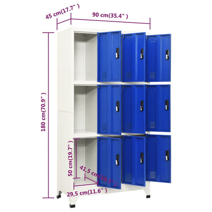 Locker Cabinet Grey and Blue 90x45x180 cm Steel