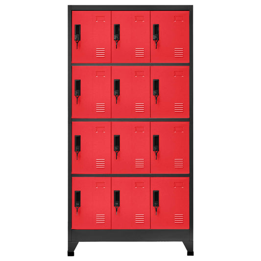 Locker Cabinet Anthracite and Red 90x45x180 cm Steel