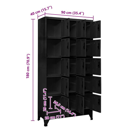 Locker Cabinet Black 90x40x180 cm Steel