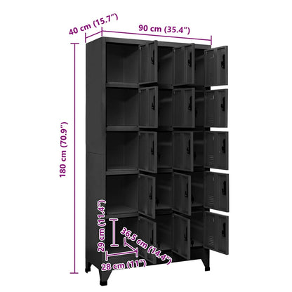 Locker Cabinet Anthracite 90x40x180 cm Steel