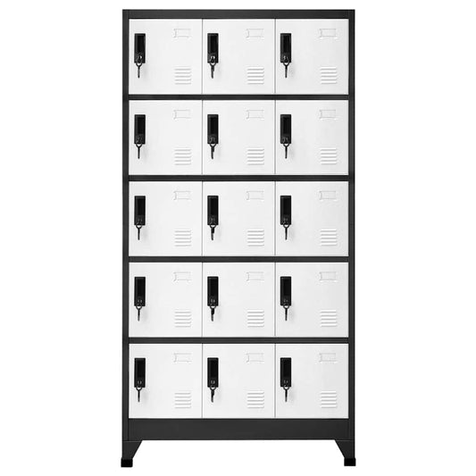 Locker Cabinet Anthracite and White 90x40x180 cm Steel