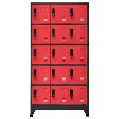 Locker Cabinet Anthracite and Red 90x40x180 cm Steel
