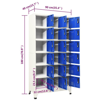 Locker Cabinet Grey and Blue 90x40x180 cm Steel