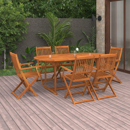 Dining Set | Natural Acacia | Solid Acacia Wood | 7 pieces |  Foldable