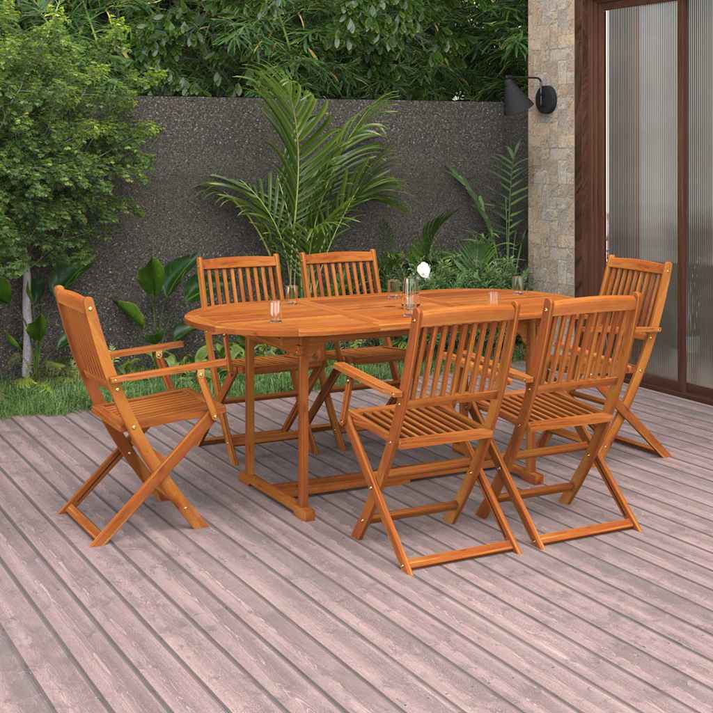 7 Piece Garden Dining Set 180x90x75 cm Solid Wood Acacia