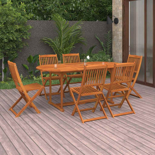 Dining Set | Natural wood | Solid acacia wood | Large | Foldable