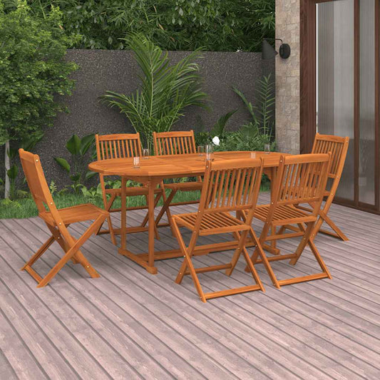 7 Piece Garden Dining Set 180x90x75 cm Solid Wood Acacia