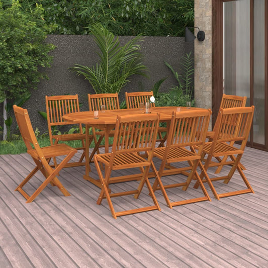 9 Piece Garden Dining Set 180x90x75 cm Solid Wood Acacia