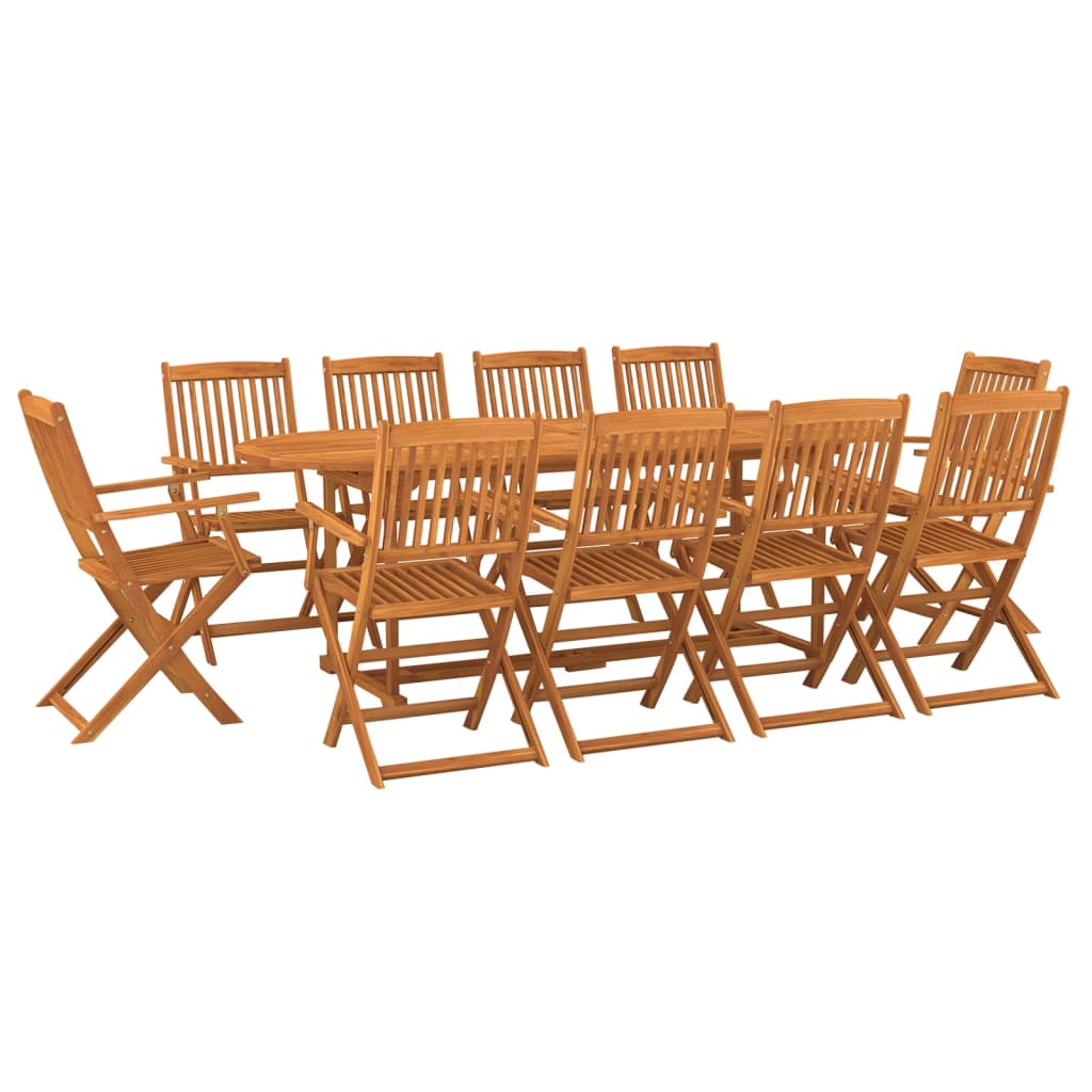 Dining Set | Brown | Solid Acacia Wood | Large | Foldable | Dining Set