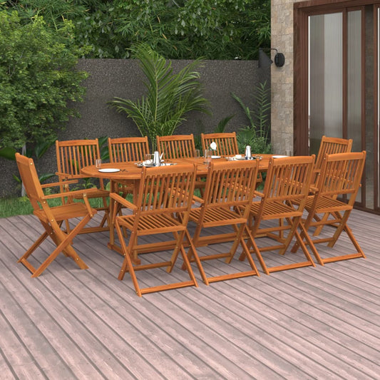 Dining Set | Brown | Solid Acacia Wood | Large | Foldable | Dining Set