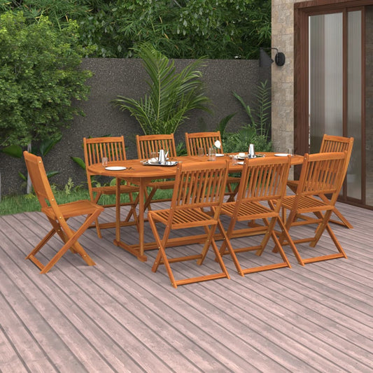 Dining Set | Brown | Solid Acacia Wood | Large | Foldable | Dining Set