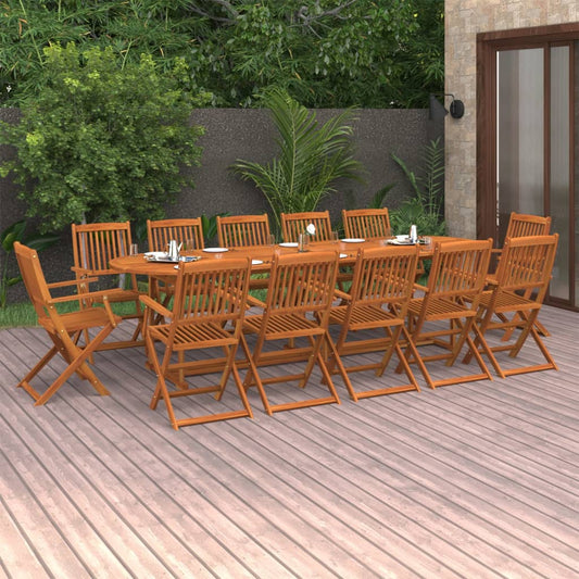 Dining Set | Oil-finished natural wood colour | Solid acacia wood | Large