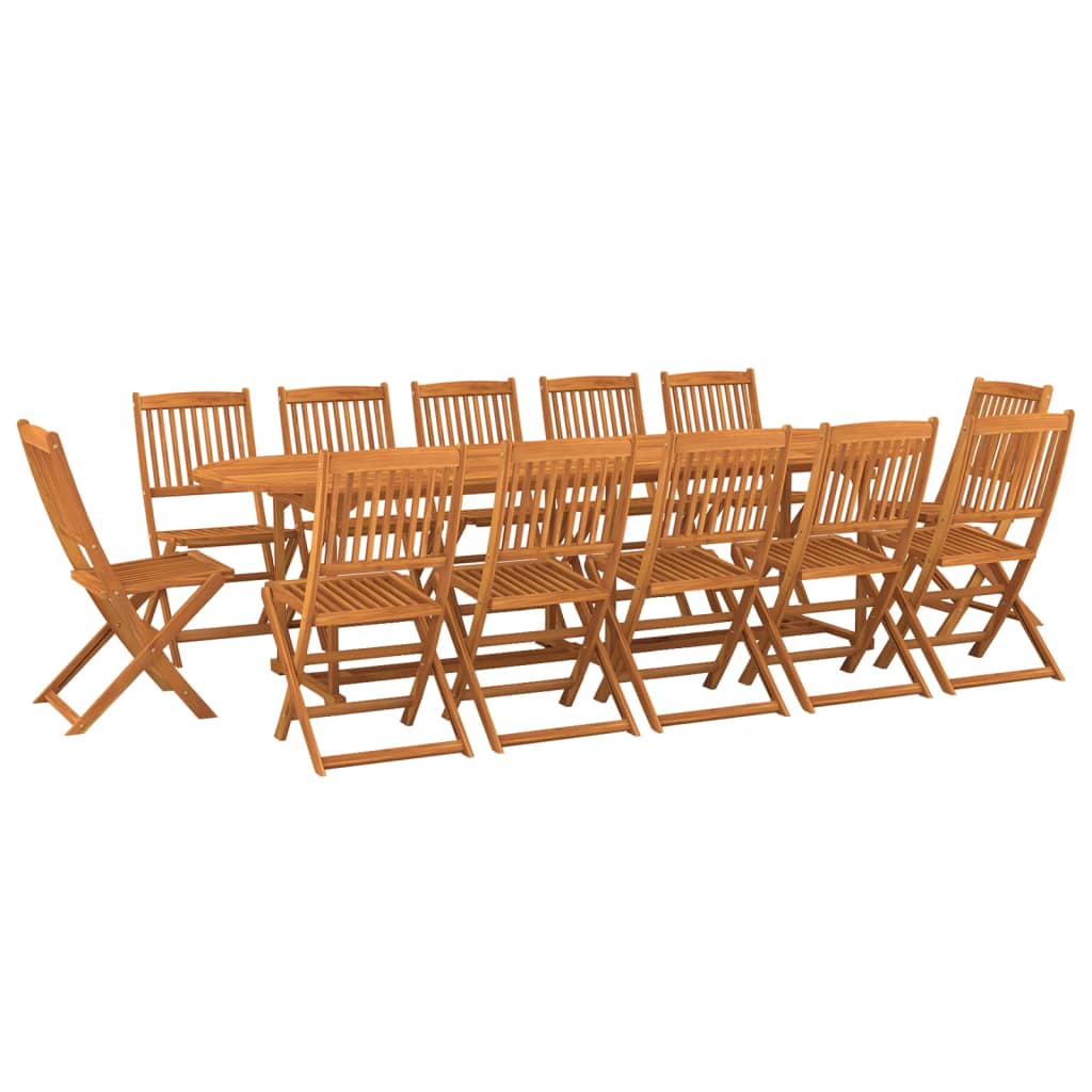 Dining Set | Brown | Solid Acacia Wood | Large | Collapsible