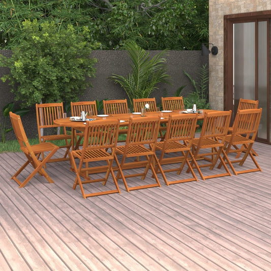 Dining Set | Brown | Solid Acacia Wood | Large | Collapsible