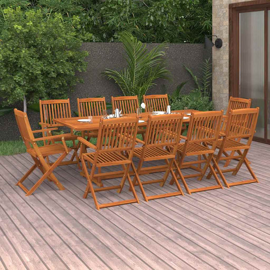 Dining Set | Brown | Solid Acacia wood | Large | Foldable | Dining Set