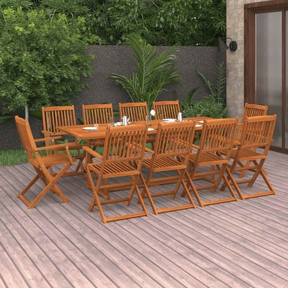 11 Piece Garden Dining Set 220x90x75 cm Solid Wood Acacia