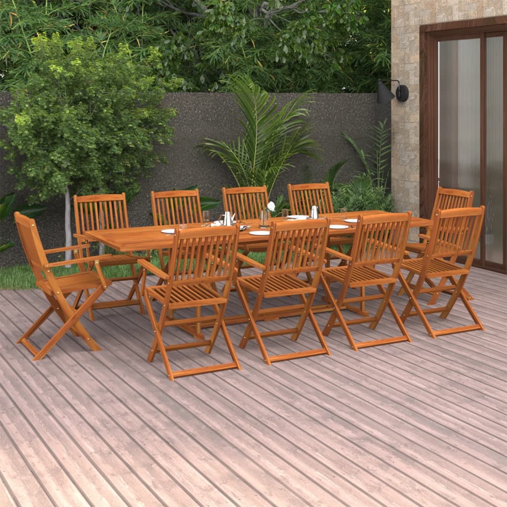 Dining Set | Natural wood | Solid Acacia wood | Large | Foldable