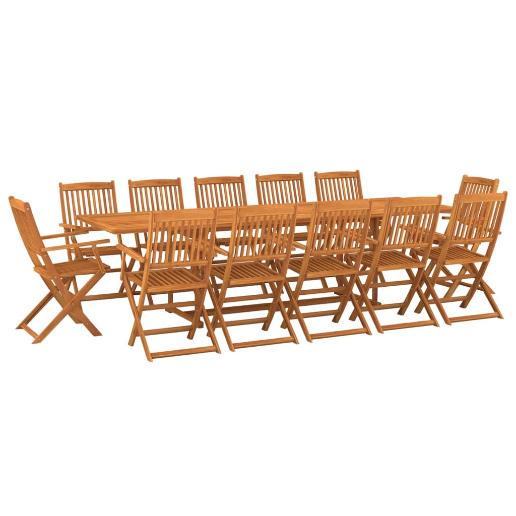 Dining Set | Brown | Solid acacia wood | Large | Foldable | Dining Set